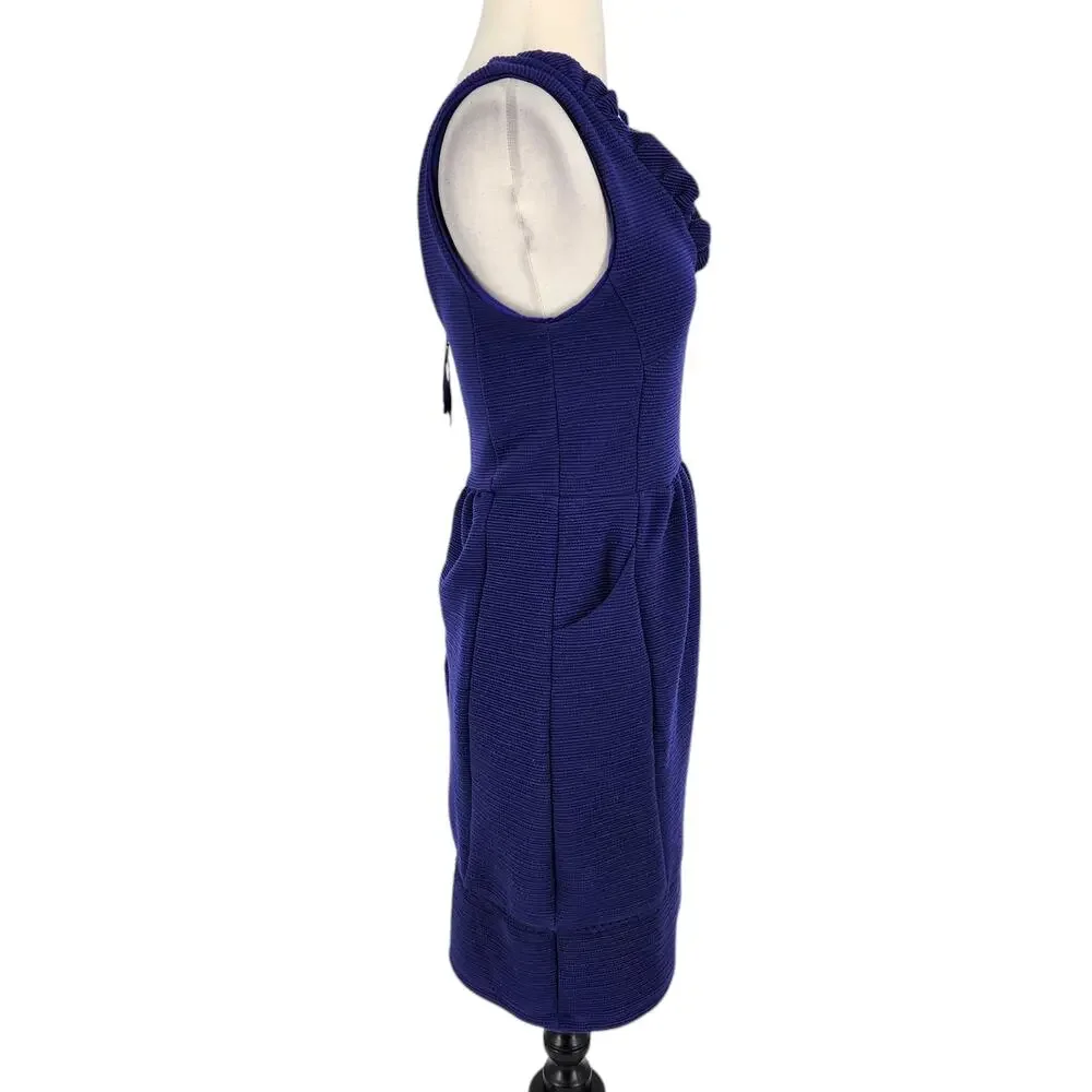 SALE Anthropologie Maeve Knit Ribbed Ruffle Sleeveless Sheath Dress - Picture 7 of 10